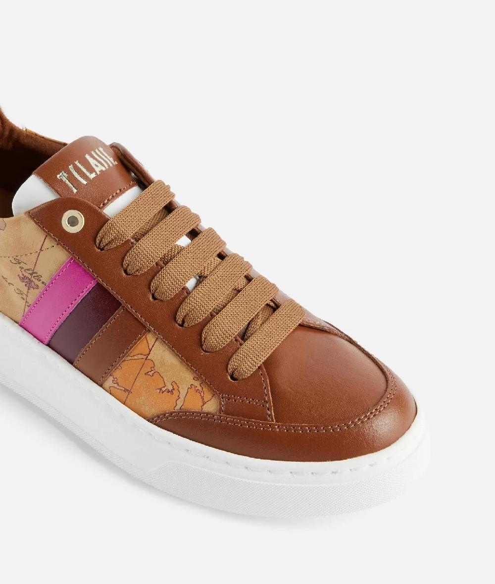 Alviero martini 1a classe Sneakers in pelle liscia con bande laterali Castagna 2025