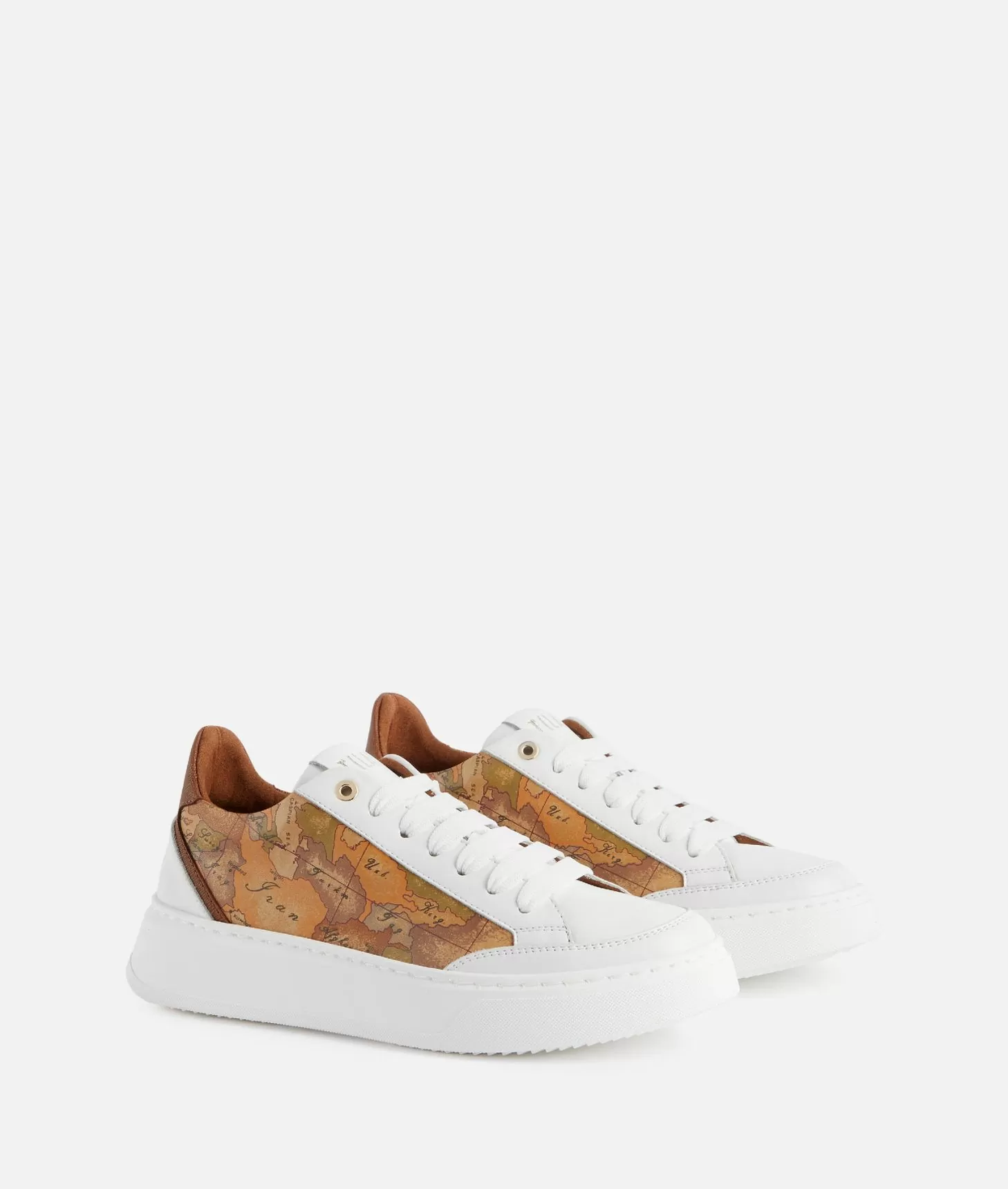 Alviero martini 1a classe Sneakers in pelle liscia con inserti Geo Classic e Saffiano Bianche Italy