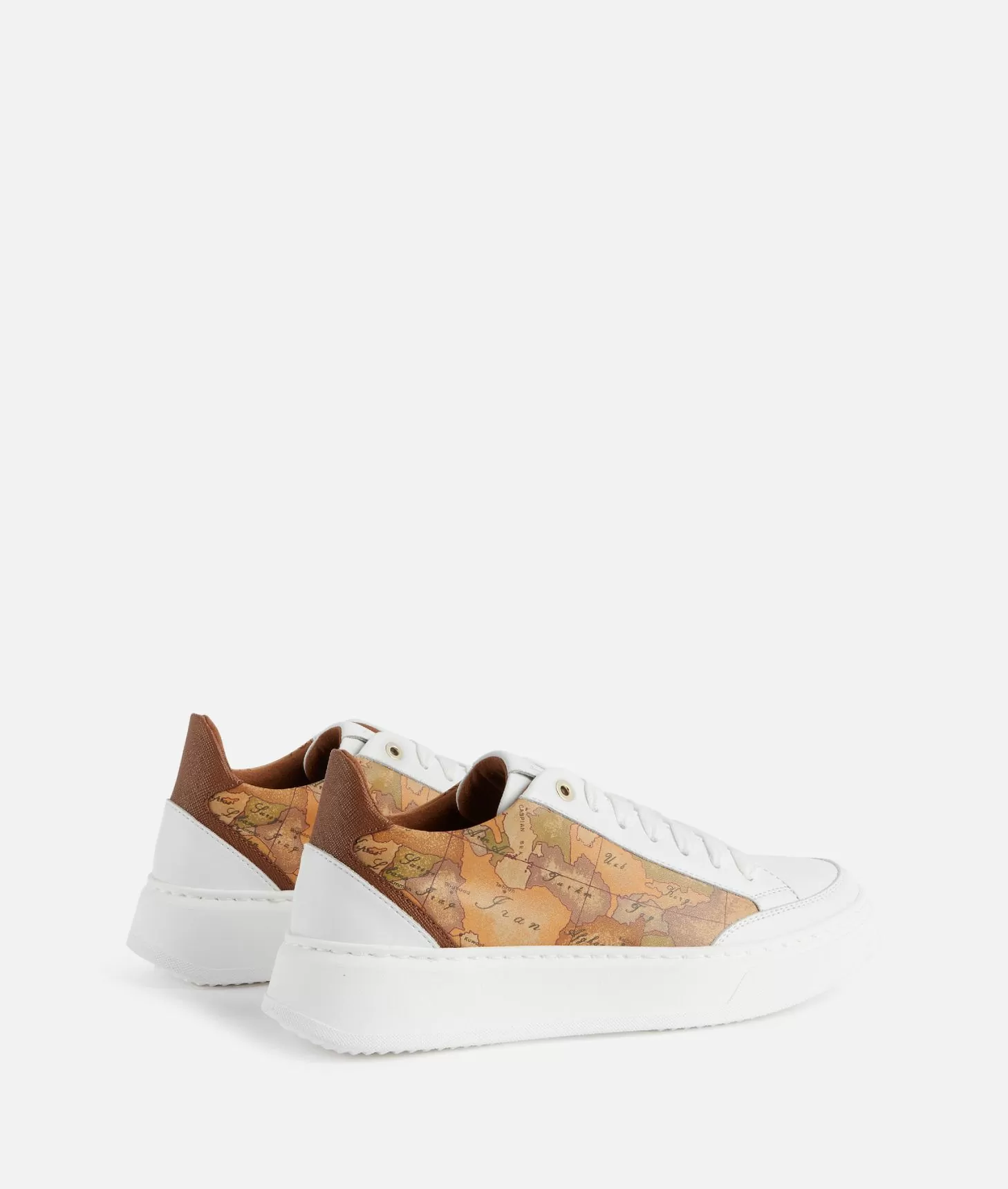 Alviero martini 1a classe Sneakers in pelle liscia con inserti Geo Classic e Saffiano Bianche Italy