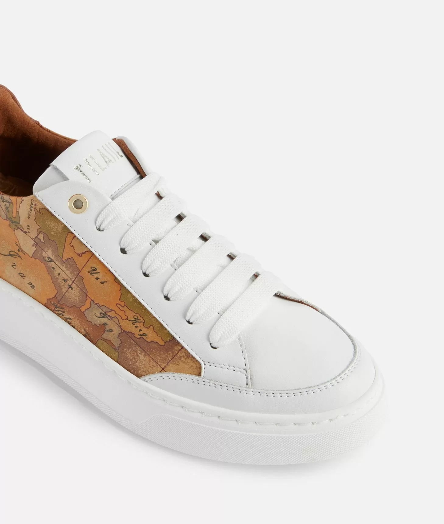 Alviero martini 1a classe Sneakers in pelle liscia con inserti Geo Classic e Saffiano Bianche Italy