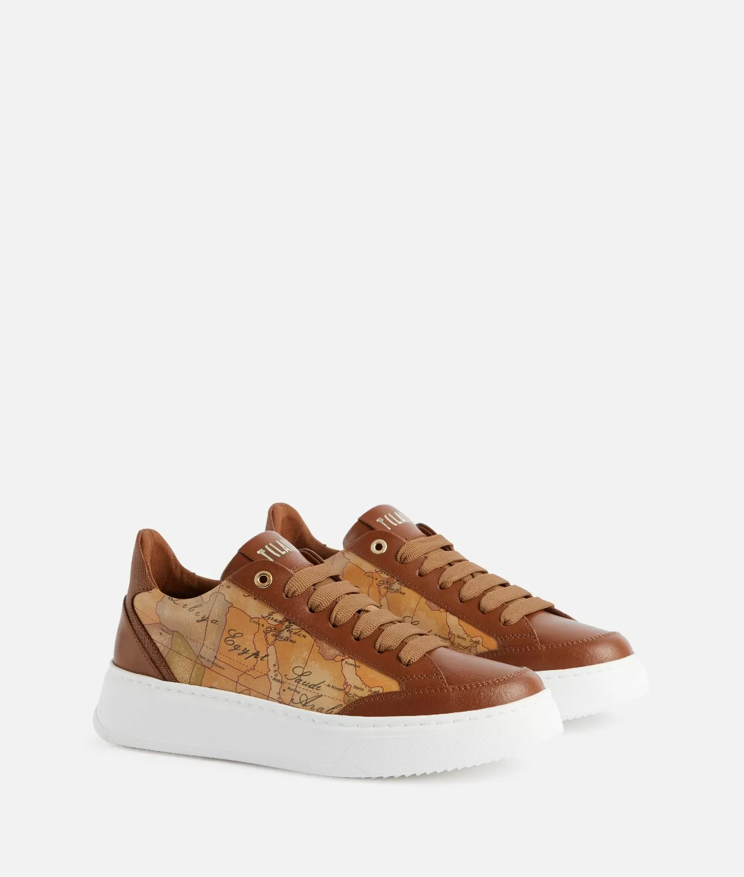 Alviero martini 1a classe Sneakers in pelle liscia con inserti Geo Classic e Saffiano Castagna Italia