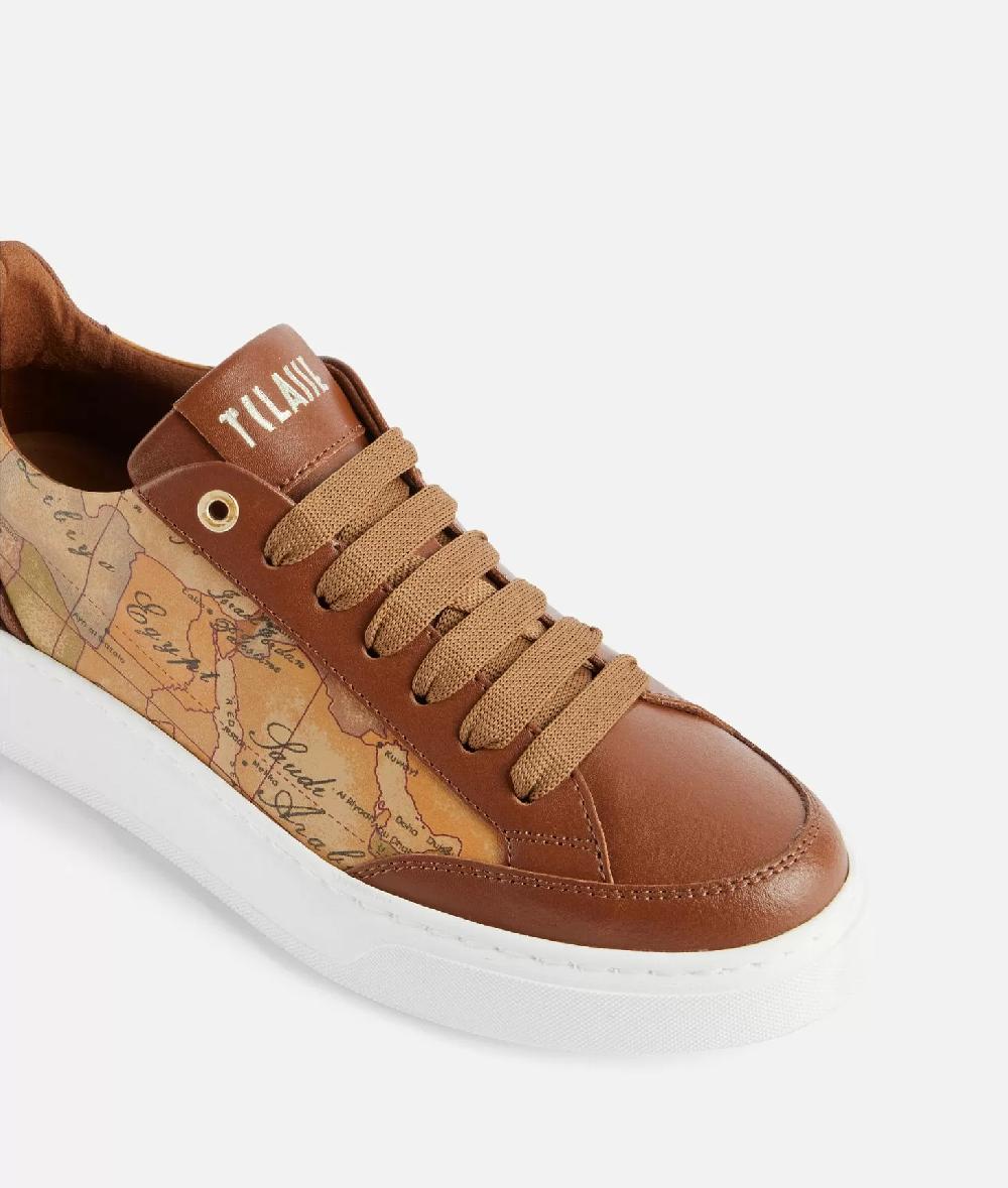 Alviero martini 1a classe Sneakers in pelle liscia con inserti Geo Classic e Saffiano Castagna Italia