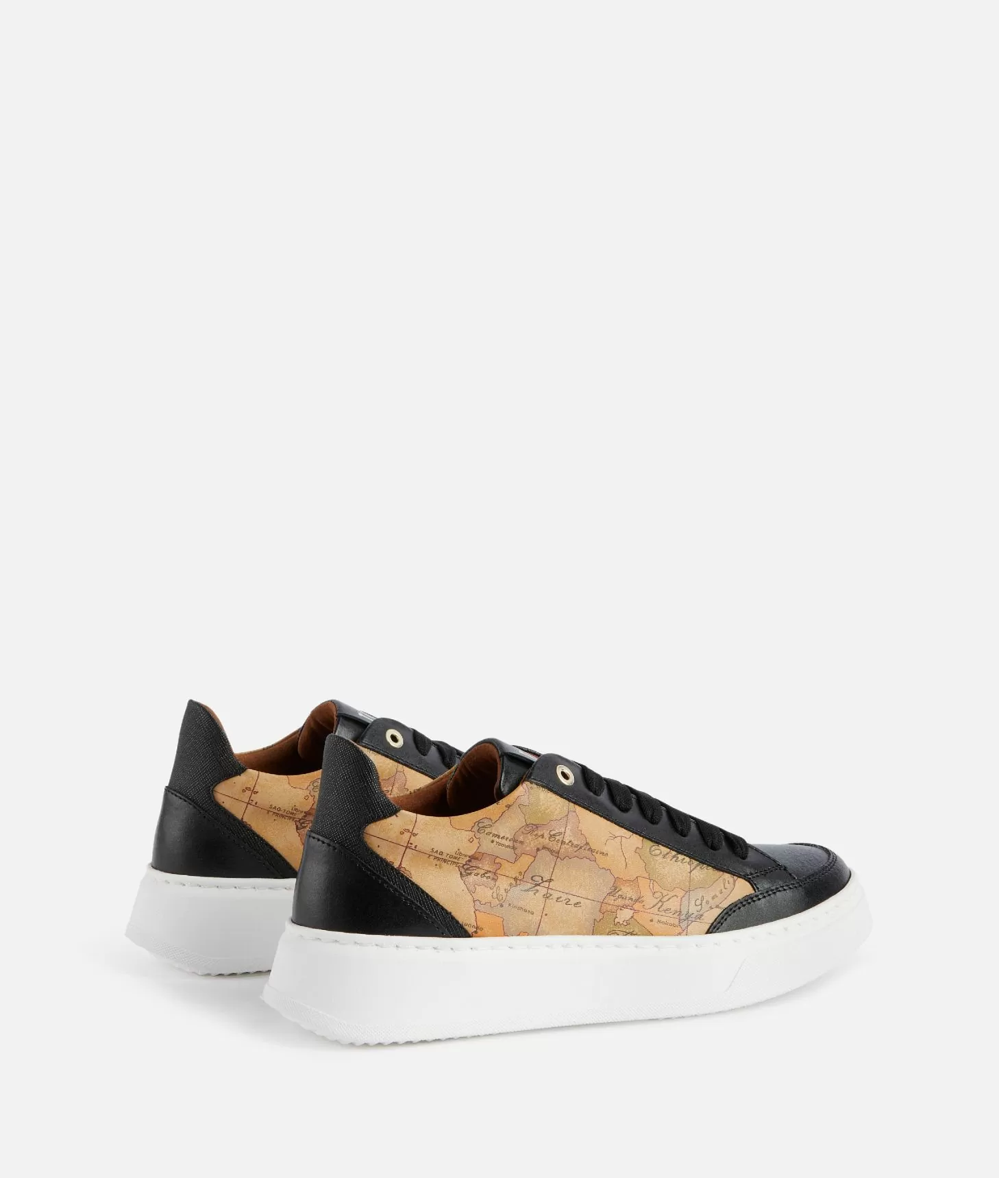 Alviero martini 1a classe Sneakers in pelle liscia con inserti Geo Classic e Saffiano Nere In Linea