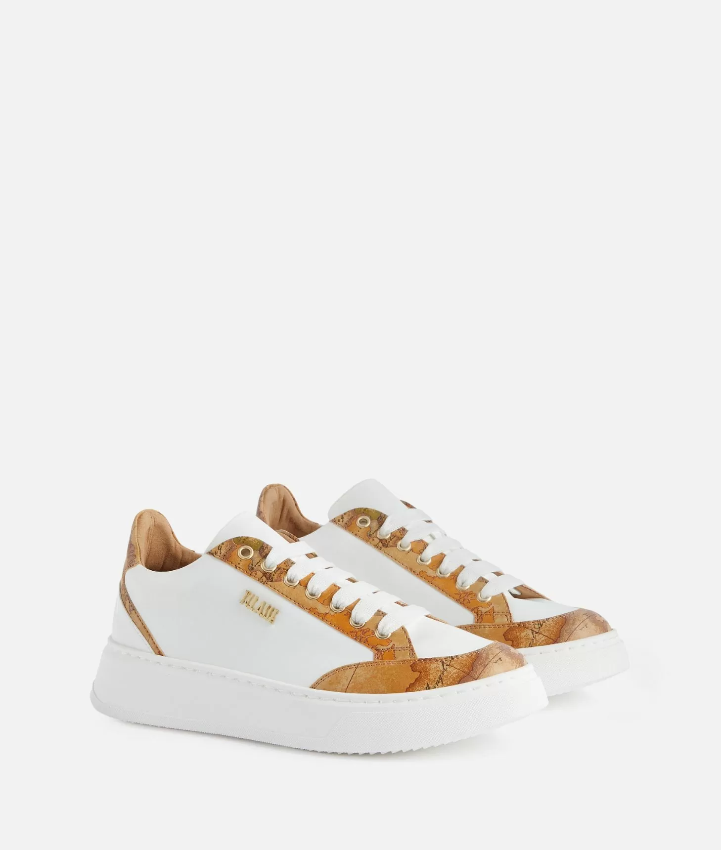 Alviero martini 1a classe Sneakers in eco nappa con dettagli Geo Classic Bianche Nuovo
