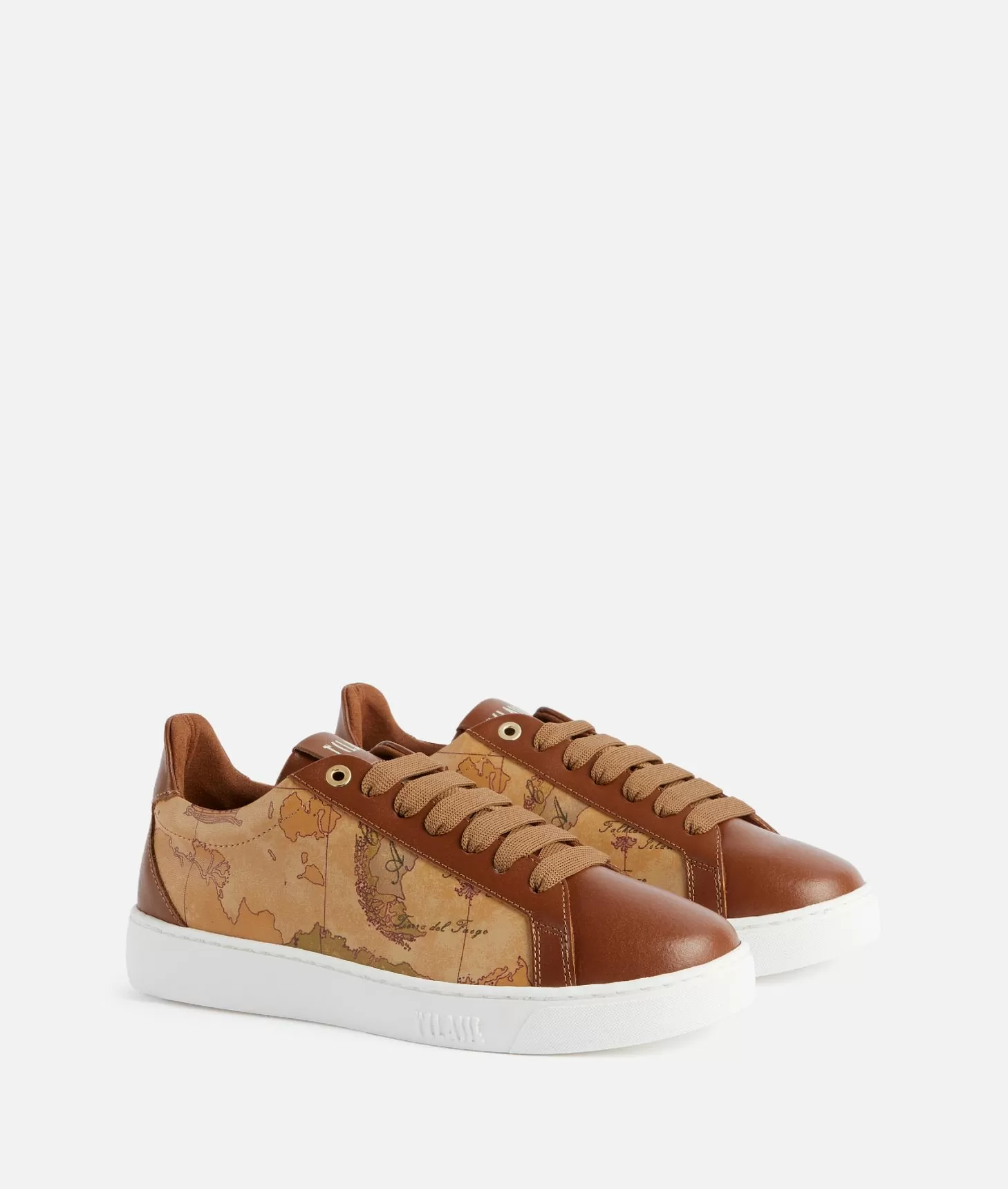 Alviero martini 1a classe Sneakers in pelle liscia ed eco nappa Geo Classic Castagna Spedizione Gratuita