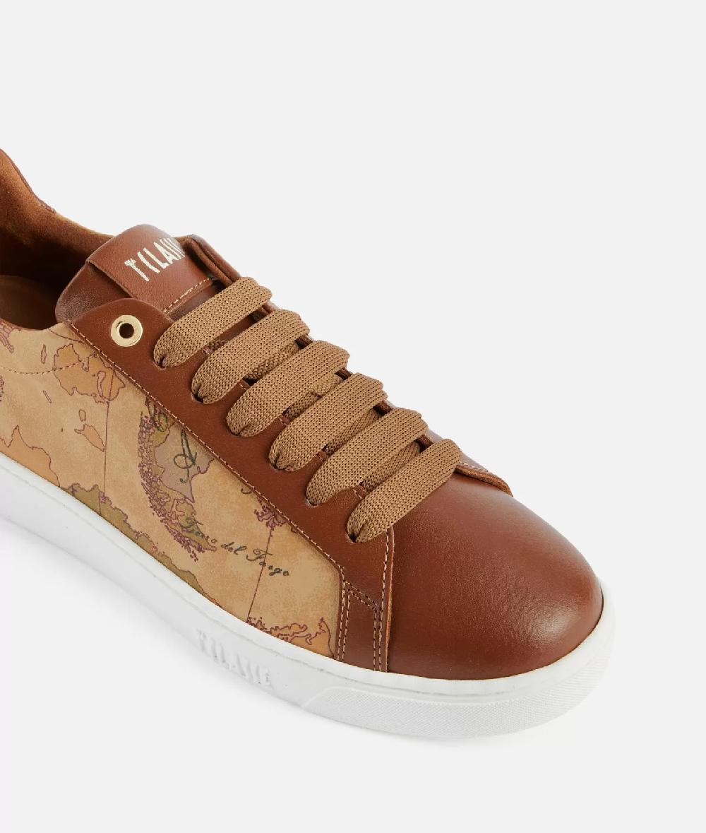 Alviero martini 1a classe Sneakers in pelle liscia ed eco nappa Geo Classic Castagna Spedizione Gratuita