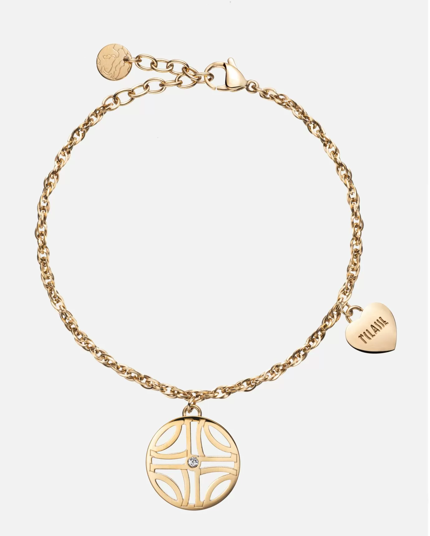 Alviero martini 1a classe La Croisette bracciale con pendente bagnato in oro Nuova