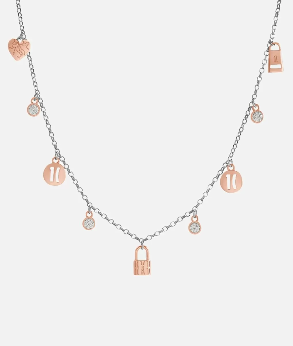 Alviero martini 1a classe Rambla collana con charms bagnati oro rosa in Argento Comprare a buon mercato