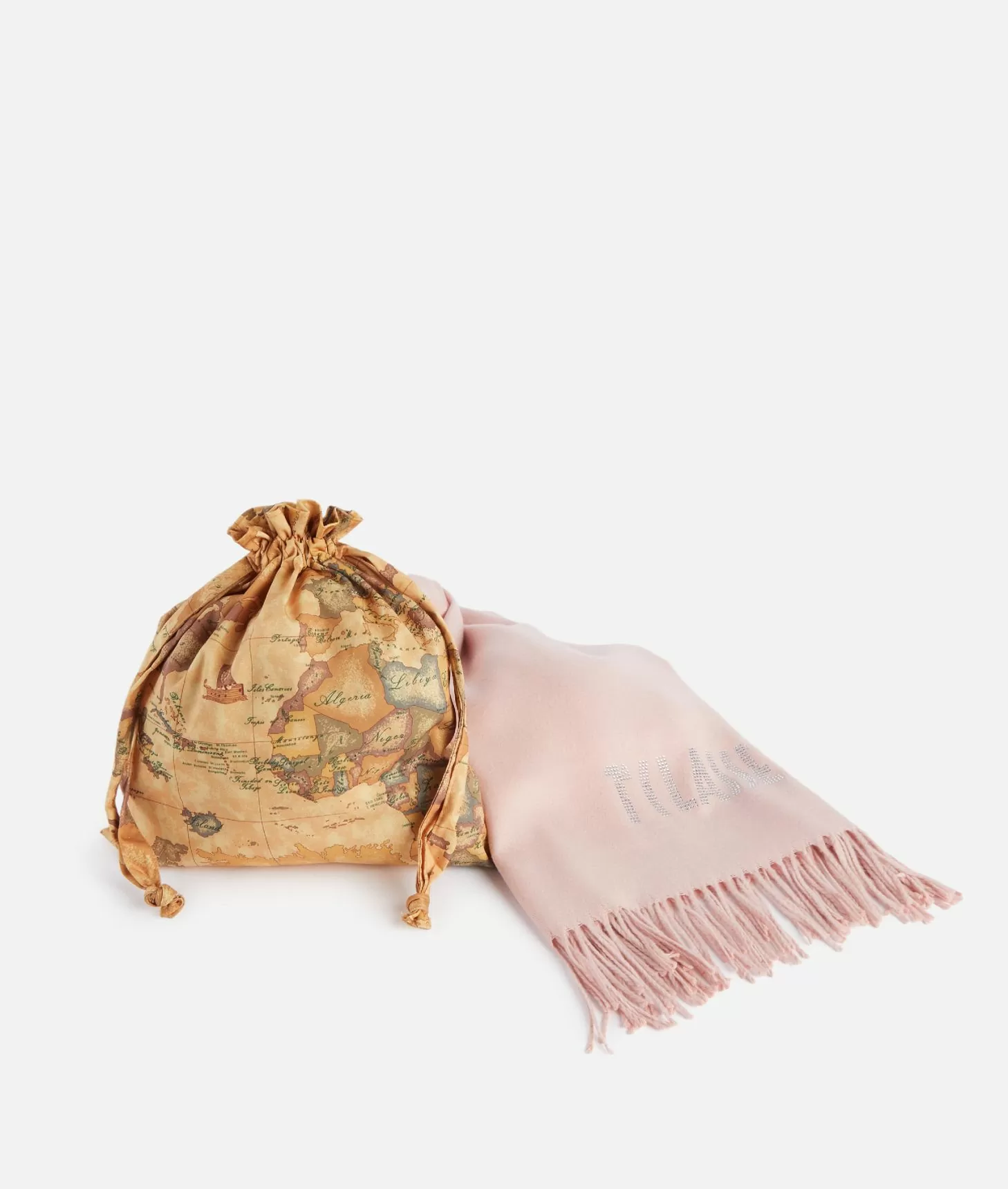Alviero martini 1a classe Stola con logo in strass 72x175 Rosa Cipria Fino al 60% di sconto
