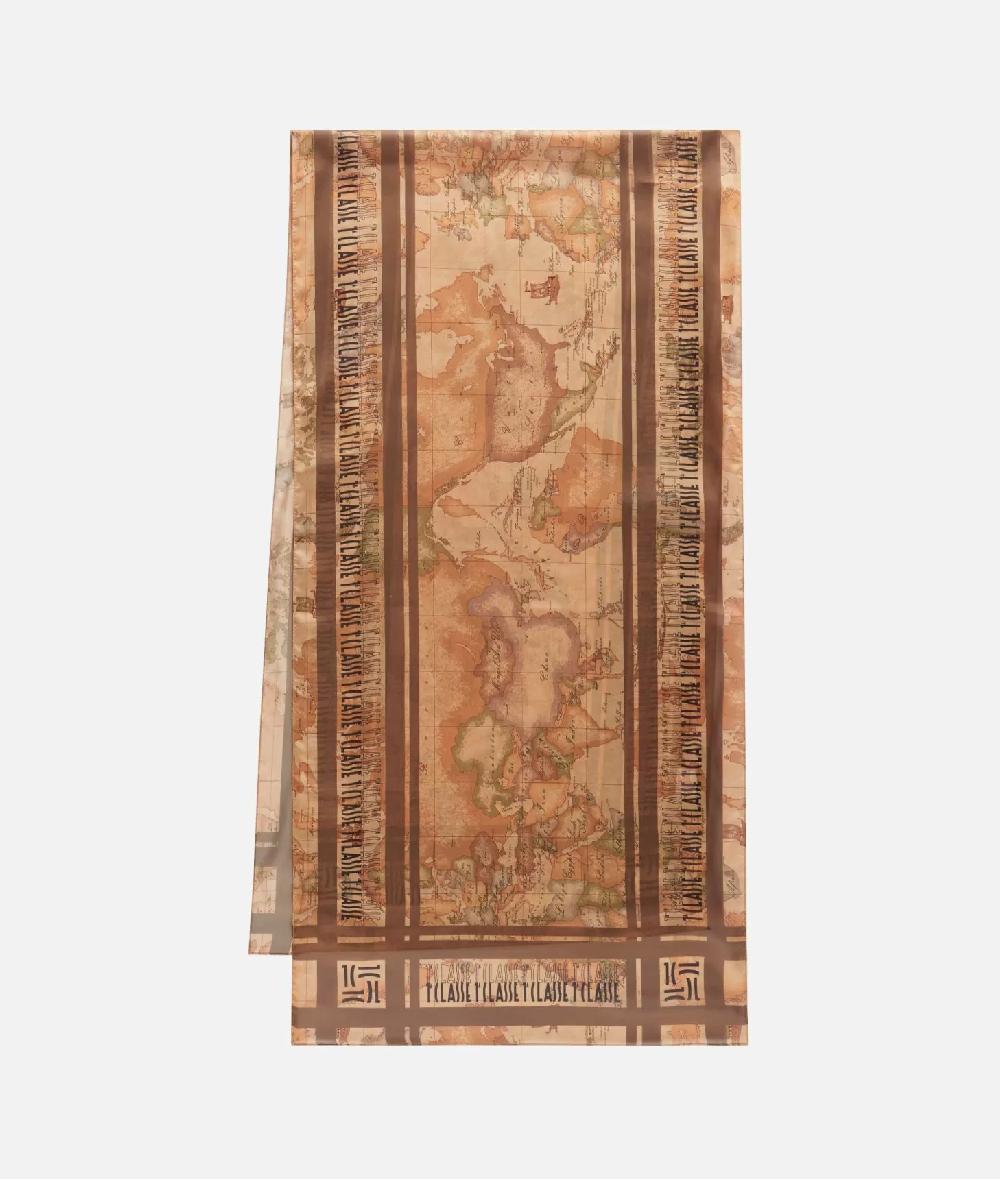 Alviero martini 1a classe Sciarpa con loghi in cornice 48x180 Taupe Scuro Discount Store per i nuovi prodotti