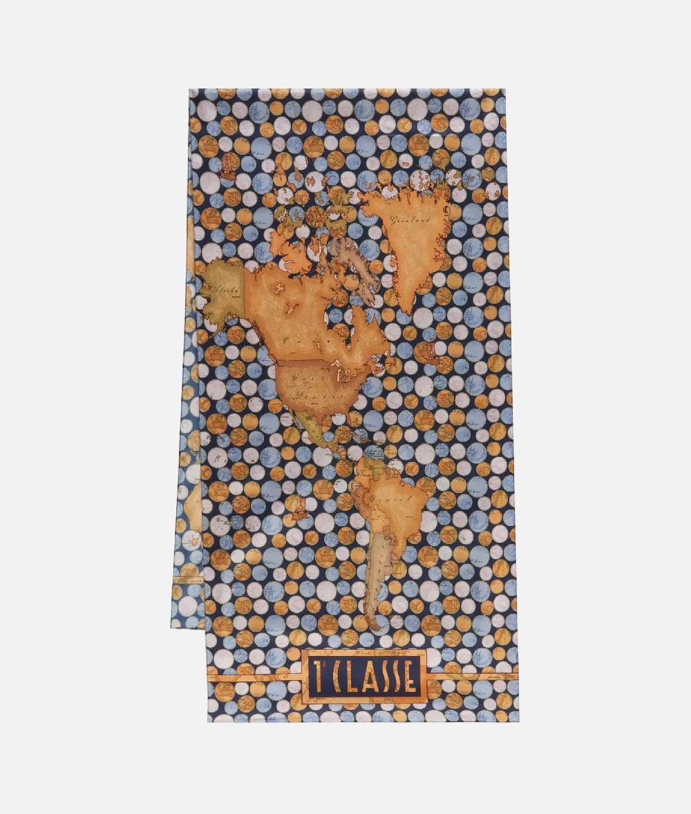 Alviero martini 1a classe Sciarpa Geo Pois 48x180 Blu Zaffiro Trasporto libero internazionale