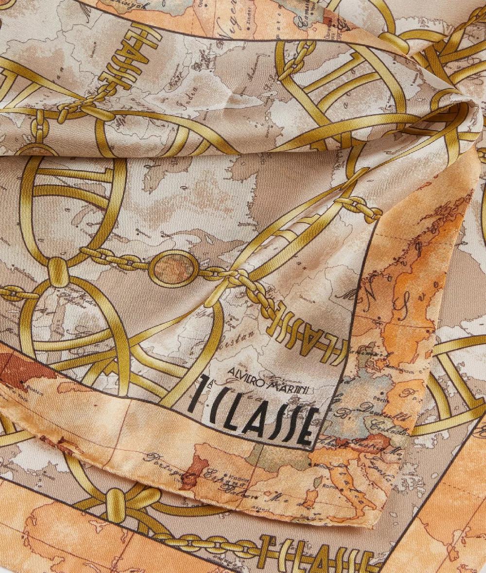 Alviero martini 1a classe Foulard Geo Chain in seta 70x70 Taupe Chiaro Officina