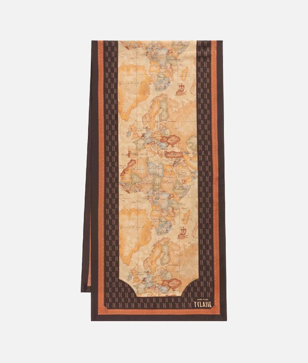 Alviero martini 1a classe Geo Iconic Mix sciarpa in seta 45x180 Cioccolato Black Friday Prezzi