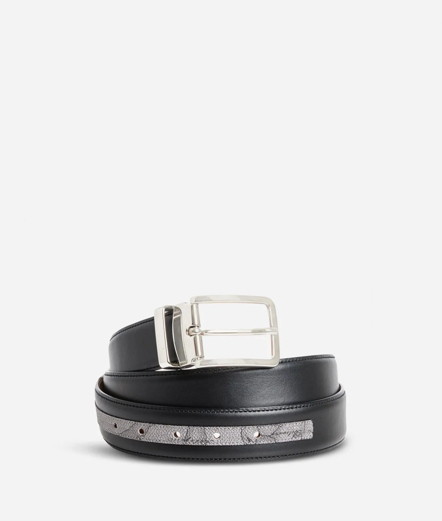 Alviero martini 1a classe Cintura in pelle Dark Mood rifinita in tessuto Geo Dark Nuovo